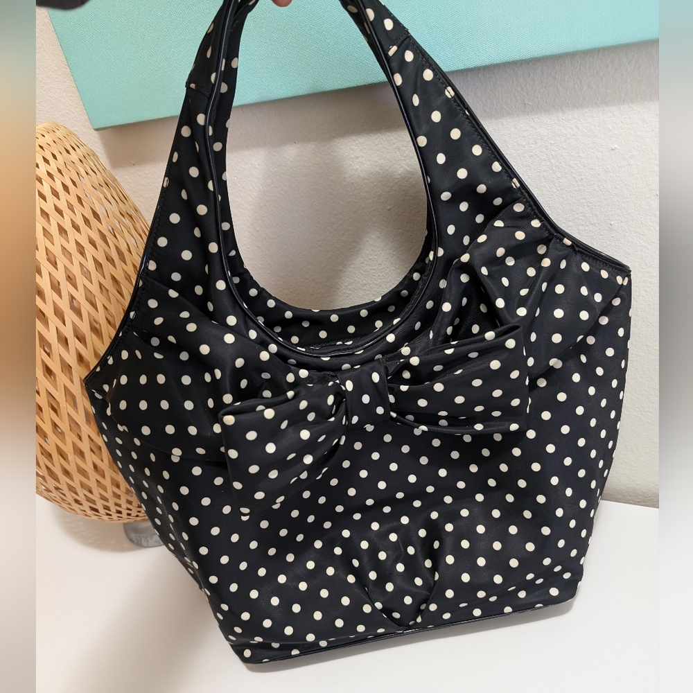 Kate Spade Large Polka Dot Nylon Shoulder Bag